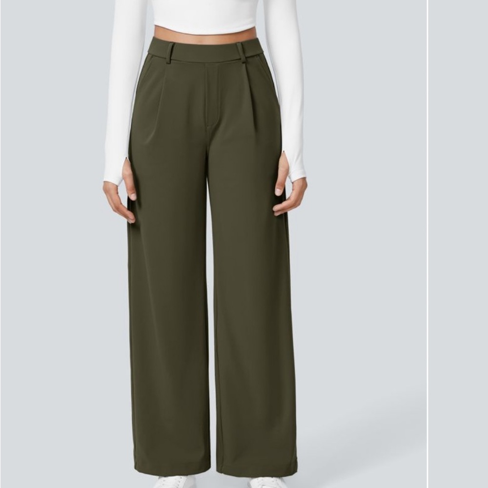 HALARA Olive Green Wide-Leg Trousers